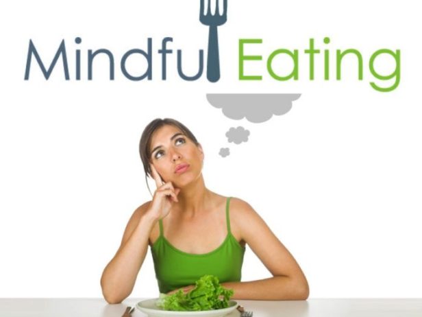 Mindful eating pretty girl and fork